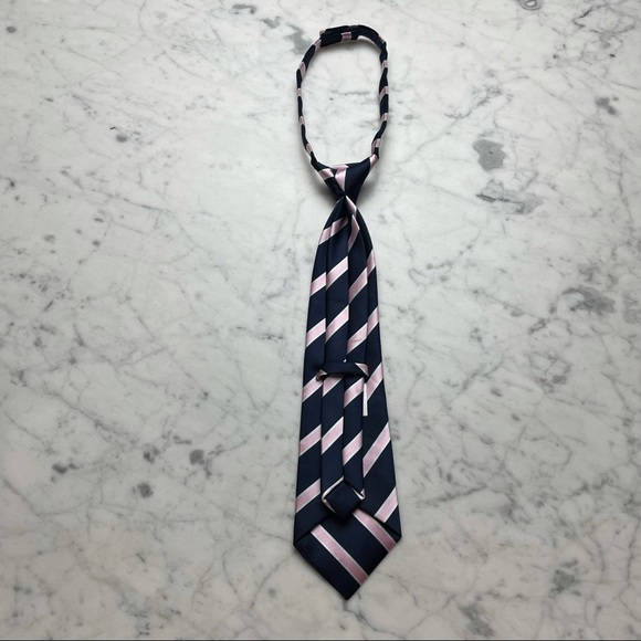 Gymboree Navy Blue Pink Striped Velcro Boys Neck Tie - Picture 6 of 8